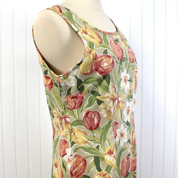 VTG Laura Ashley Womens US8 Floral Dress Spring Tulips 90s Preppy Coastal Brunch - Picture 5 of 9